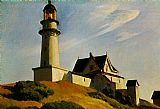 Edward Hopper Canvas Paintings - The Lighthouse at Two Lights
